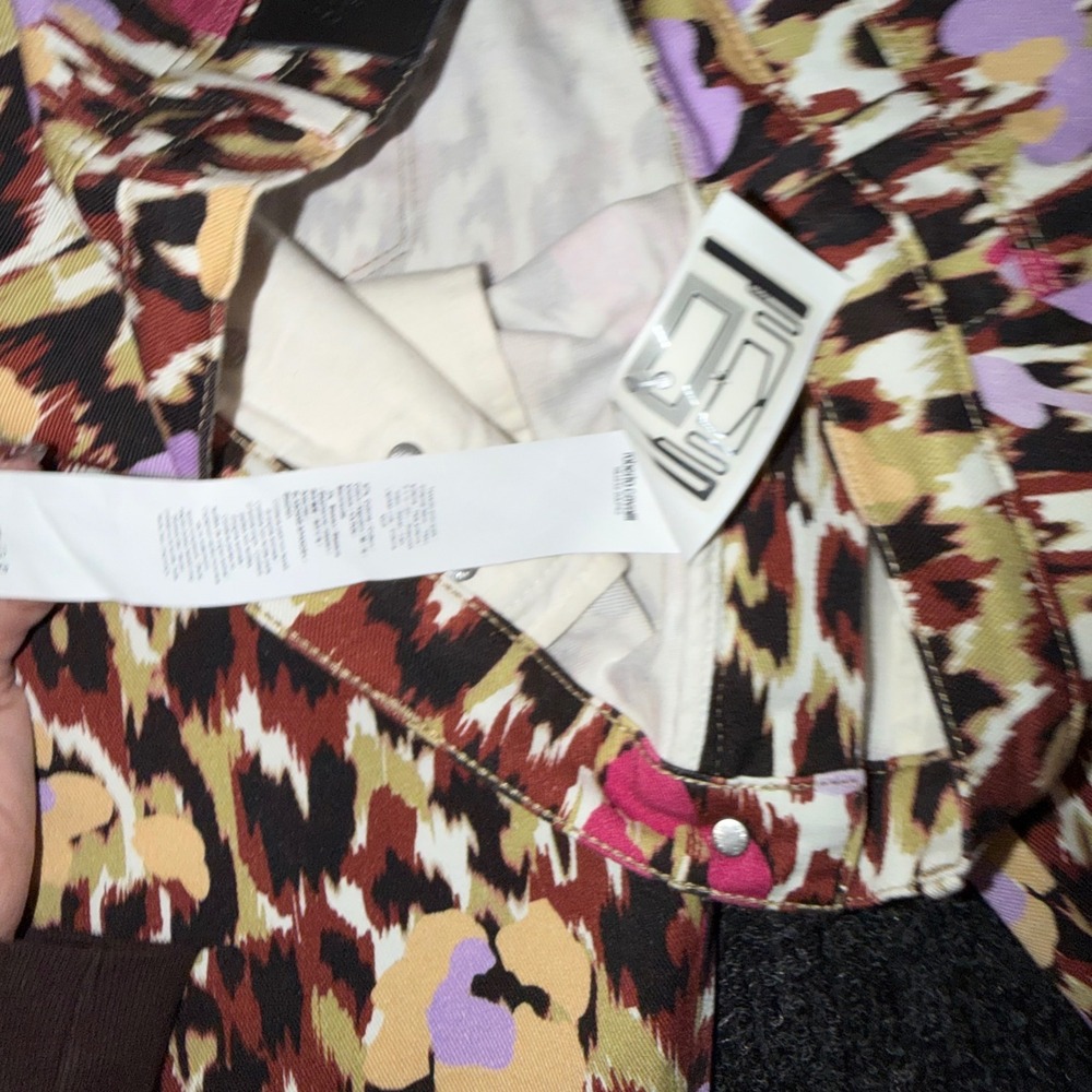 NWT Roberto Cavalli Ikat Leopard Floral Print Jeans IT 48 / US 12 COA  Italy - Picture 12 of 16